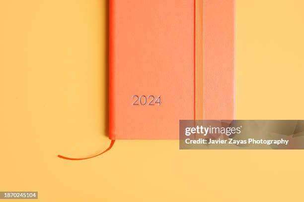 2024 planner on yellow - agenda template stock pictures, royalty-free photos & images