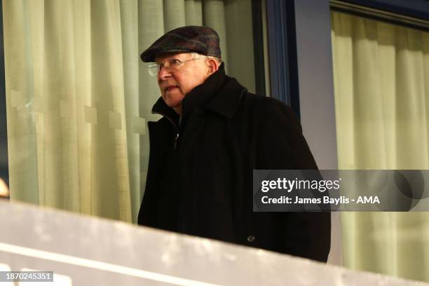 Sir Alex Ferguson at half time after watching Shrewsbury Town 0-0 Peterborough United during the Sky Bet League One match between Shrewsbury Town and...