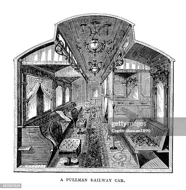 pullman railway car - dining car stock illustrations