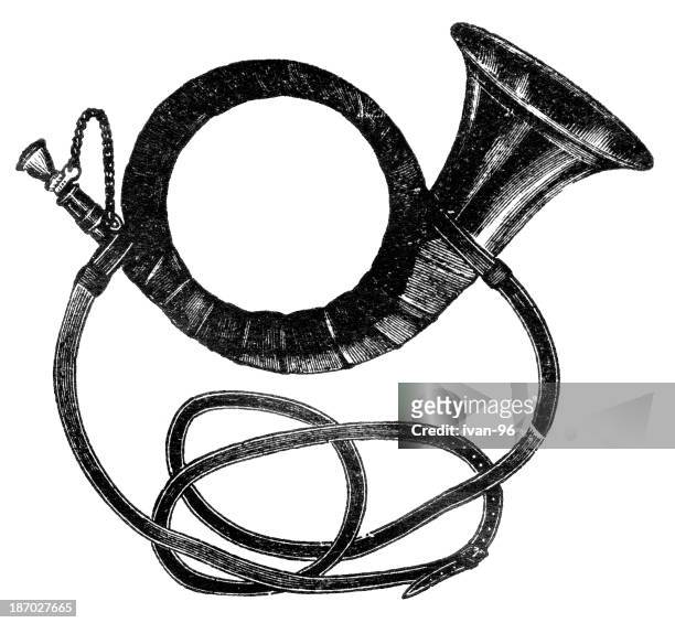 horn - blechblasinstrument stock-grafiken, -clipart, -cartoons und -symbole