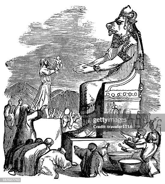 the god moloch - moloch god stock illustrations