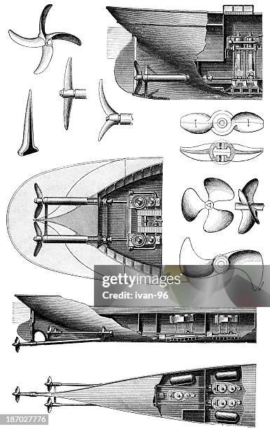types of ships' propellers - propeller stock illustrations