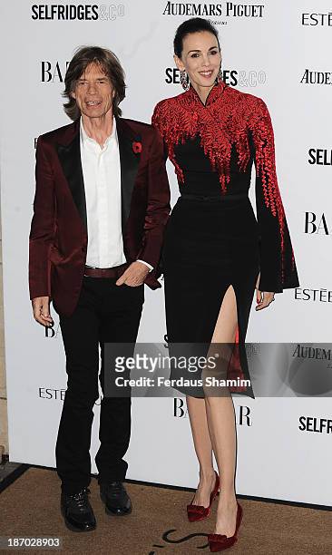 Mick Jagger and L'Wren Scott attend the Harpers Bazaar Women of the Year awards at Claridge's Hotel on November 5, 2013 in London, England.