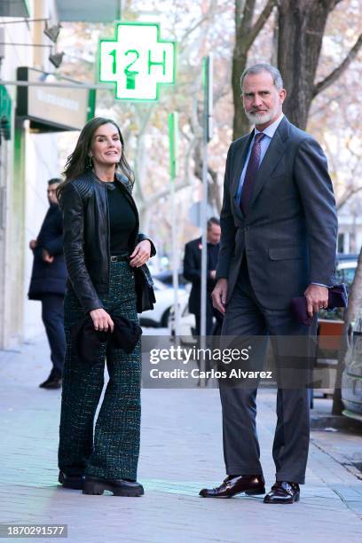 King Felipe VI of Spain and Queen Letizia of Spain celebrate the Princess Elena's 60th Birthday at the Pabu restaurant on December 20, 2023 in...