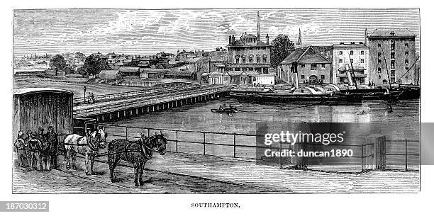 southampton in the 19th century - hampshire england stock illustrations