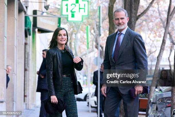 King Felipe VI of Spain and Queen Letizia of Spain celebrate the Princess Elena's 60th Birthday at the Pabu restaurant on December 20, 2023 in...