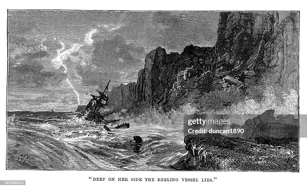 Ship On The Rocks High-Res Vector Graphic - Getty Images