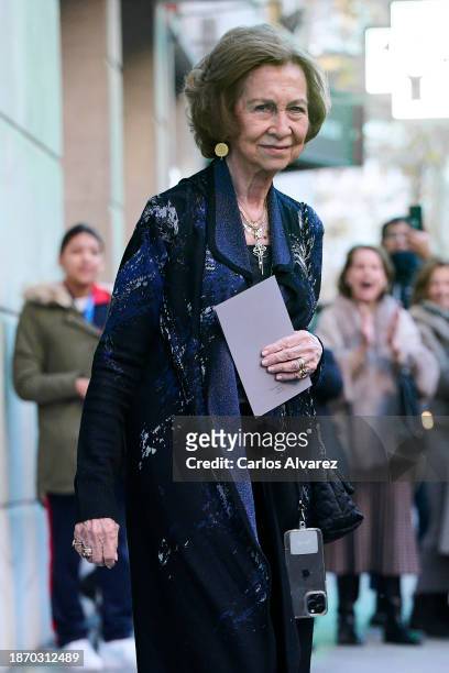 Queen Sofia celebrates the Princess Elena's 60th Birthday at the Pabu restaurant on December 20, 2023 in Madrid, Spain.