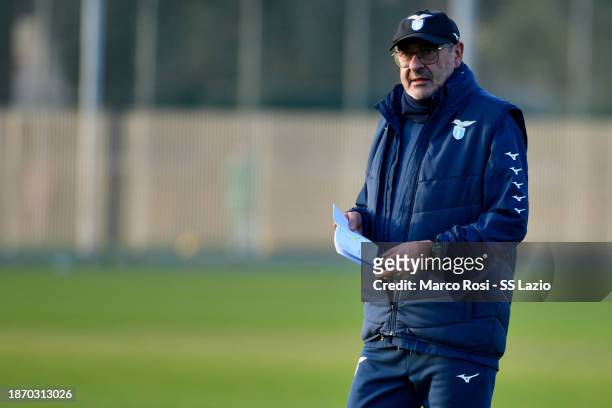 Lazio head coach Maurizio Sarri during the SS Lazio training session at the Formello sport centre on December 20, 2023 in Rome, Italy.