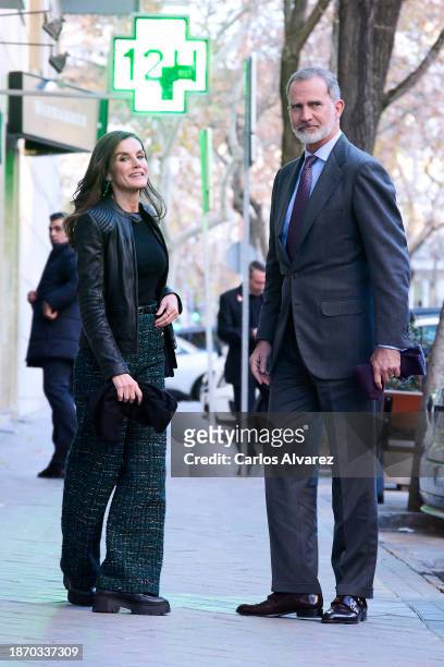 King Felipe VI of Spain and Queen Letizia of Spain celebrate the Princess Elena's 60th Birthday at the Pabu restaurant on December 20, 2023 in...
