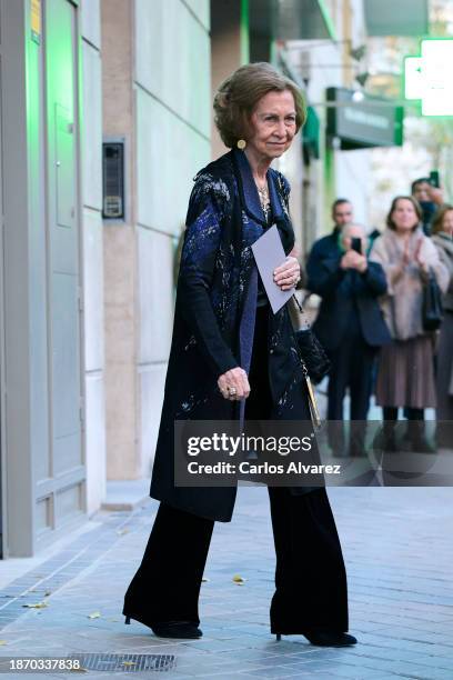 Queen Sofia celebrates the Princess Elena's 60th Birthday at the Pabu restaurant on December 20, 2023 in Madrid, Spain.