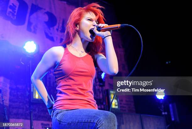 Hayley Williams of Paramore performs at Sleep Train Pavilion on July 21, 2009 in Concord, California.