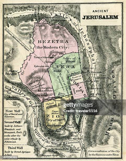 map of ancient jerusalem - ancient jerusalem stock illustrations