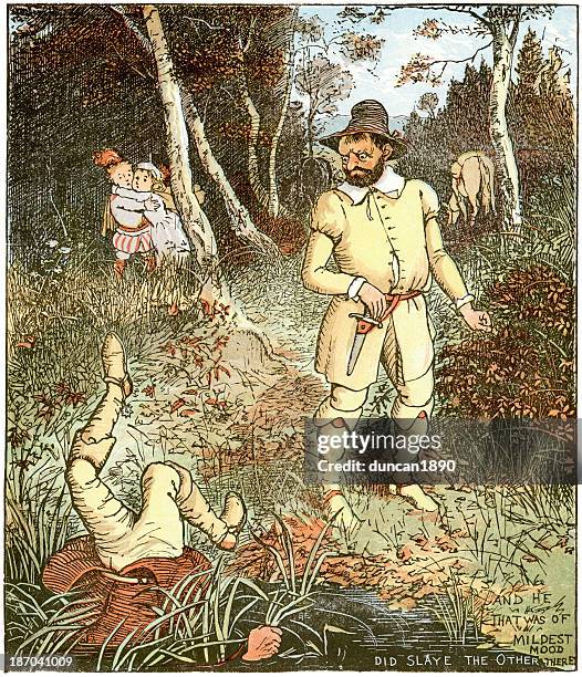 babes in the wood - nursery rhymes stock illustrations