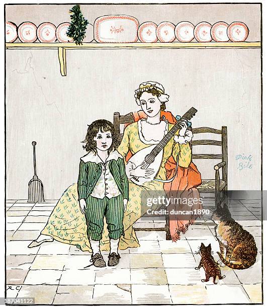 give ear unto my song - folk music stock illustrations