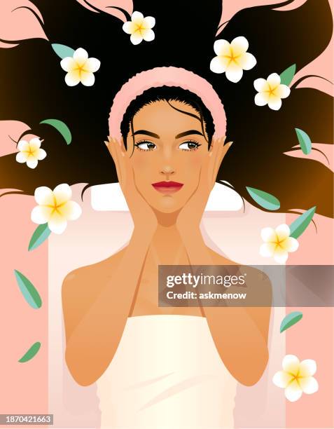 serene young woman - bad hair day stock illustrations