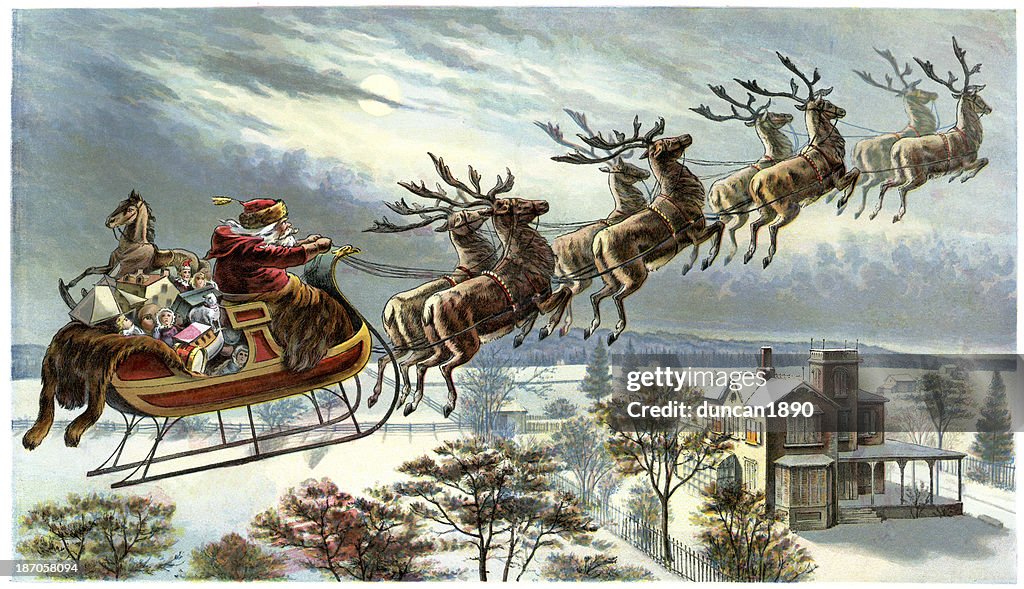 Vater und seine Rentier Weihnachten