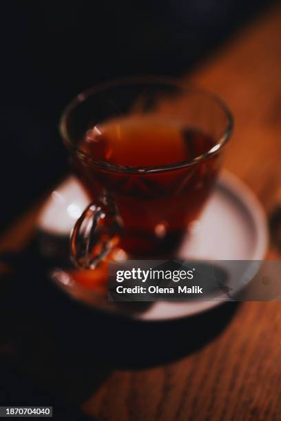 close-up of a glass of a tea cup - tea sage stock pictures, royalty-free photos & images