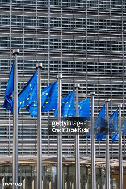 european flags in brussels - french parliament stock pictures, royalty-free photos & images