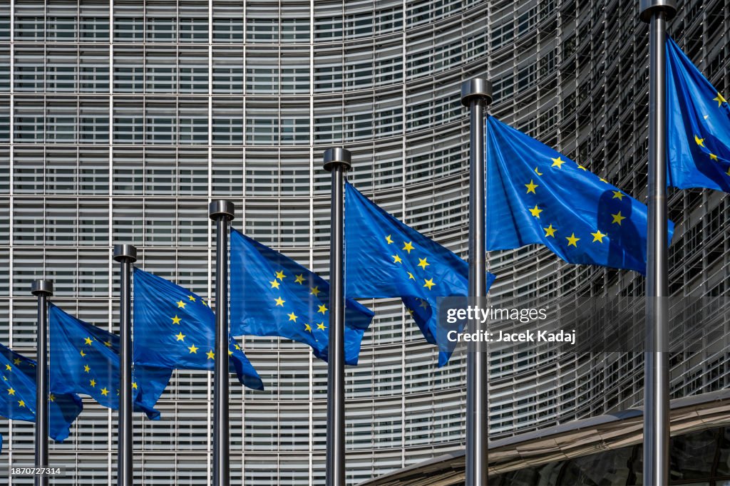 European flags in Brussels