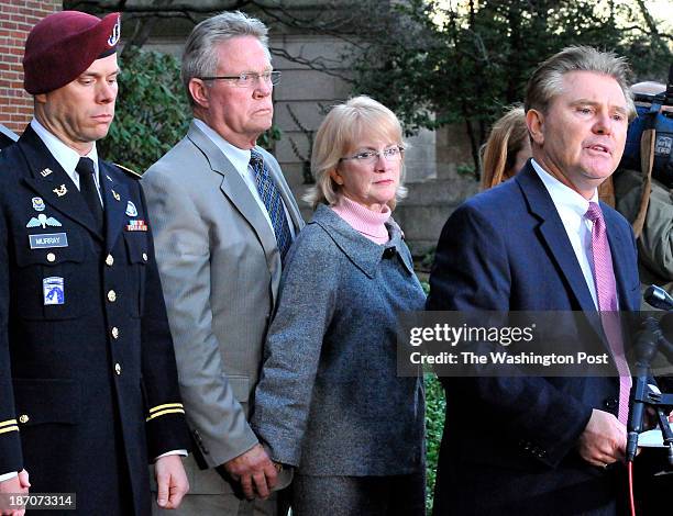 Montgomery County State's Attorney John McCarthy speaking after the sentencing of Brittany Norwood on January 27, 2012 in Rockville, MD. Standing...