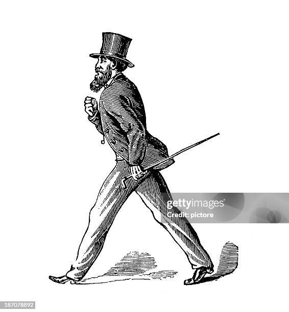 mann geht sehr schnell aus - one man only stock illustrations stock-grafiken, -clipart, -cartoons und -symbole