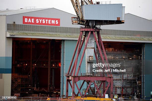 General view of the BAE systems yard at Govan on the Clyde on November 6, 2013 in Glasgow Scotland. An announcement will be made today on the future...