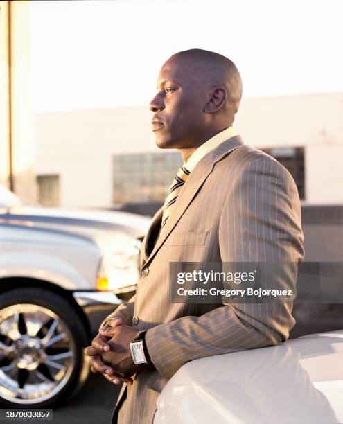 American actor and singer Tyrese in 2006 in Downtown Los Angeles, California.