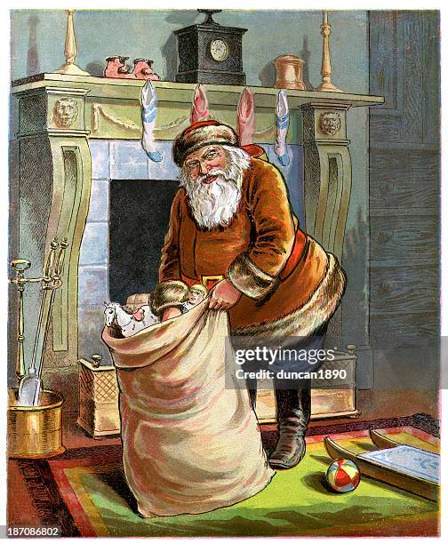 father christmas - old fashioned santa stock illustrations