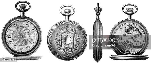pocket watch - smashed watch stock illustrations