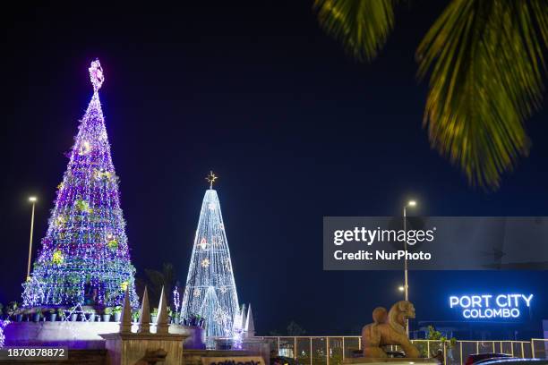 Christmas decorations are being displayed in Colombo, Sri Lanka, on December 23, 2023.