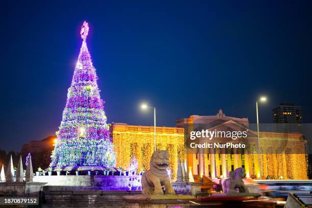 Christmas decorations are being displayed in Colombo, Sri Lanka, on December 23, 2023.