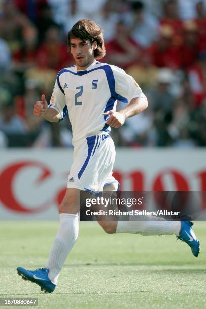 June 16: Giourkas Seitaridis of Greece running during the UEFA Euro 2004 match between Greece and Spain at Bessa Stadium on June 16, 2004 in Porto,...
