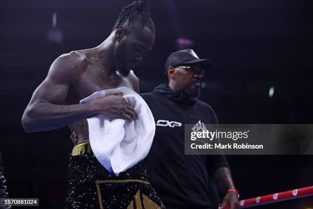 Deontay Wilder looks down after losing to Joseph Parker during a heavyweight fight at the Day of Reckoning event at Kingdom Arena on December 23,...