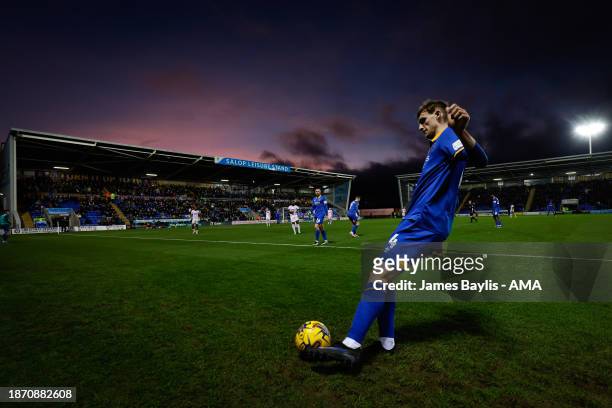 Joe Anderson of Shrewsbury Town during the Sky Bet League One match between Shrewsbury Town and Peterborough United at Montgomery Waters Meadow on...