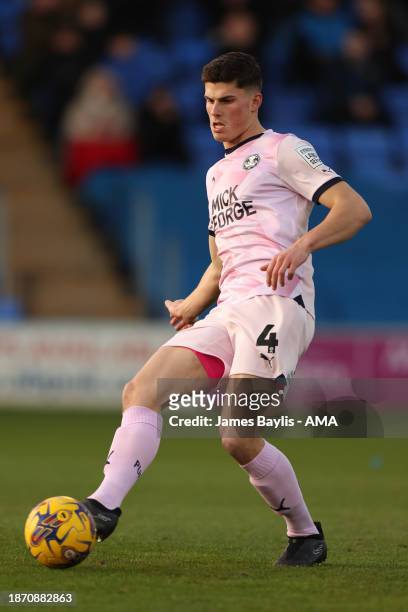 Ronnie Edwards of Peterborough United during the Sky Bet League One match between Shrewsbury Town and Peterborough United at Montgomery Waters Meadow...