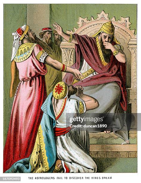 astrologers fail the king - babylonia stock illustrations