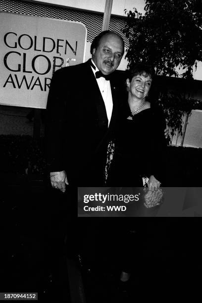 Outtake; Also ran W 3/1996 p.78; Actor Dennis Franz and wife Joanie Zeck attend the Golden Globe awards on January 22, 1996 in Hollywood,...