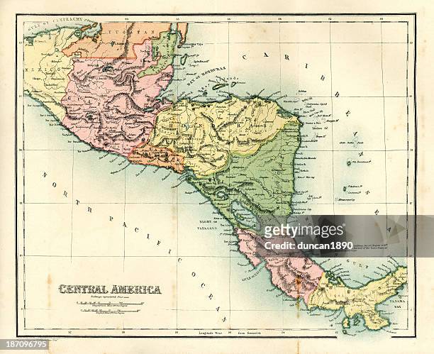 antique map - central america - central america stock illustrations