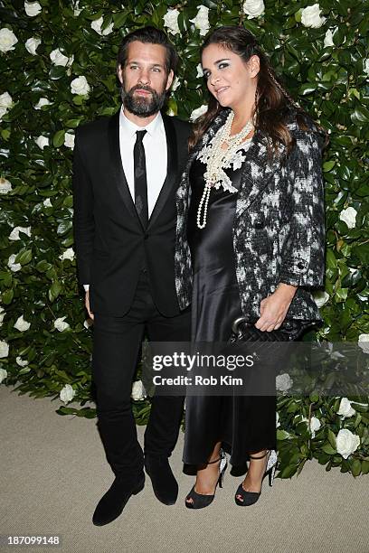 Aaron Young and Laure Heriard Dubreuil attend the Museum of Modern Art 2013 Film benefit: A Tribute To Tilda Swinton on November 5, 2013 in New York...