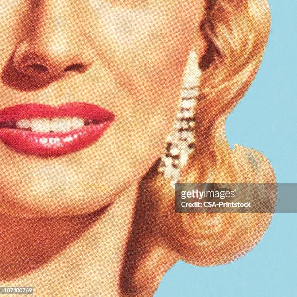 close up of woman's face - vintage jewellery stock illustrations