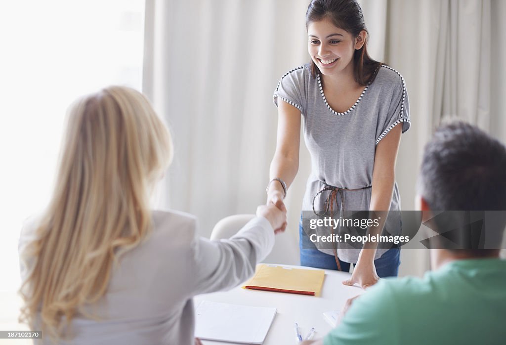 She's just landed her dream job!