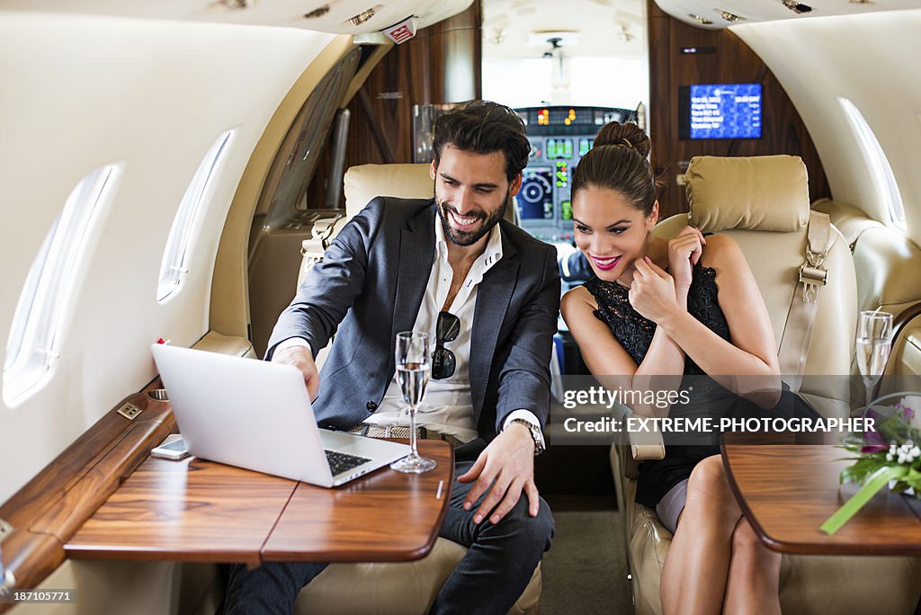 Young couple enjoying business travel