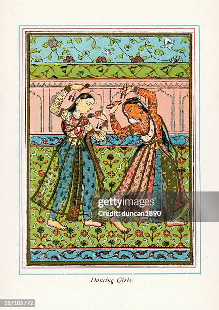 dancing girls - iranian people stock illustrations