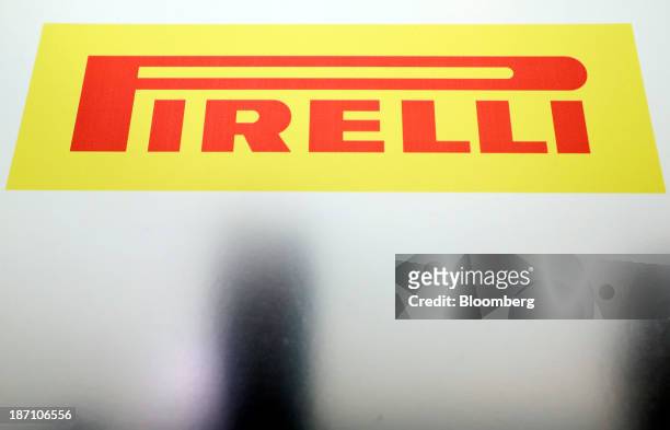 The Pirelli SpA logo sits on display following a news conference in London, U.K. On Wednesday, Nov. 6, 2013. Pirelli SpA, Europe's third-largest...