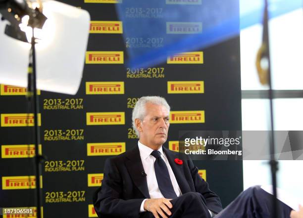 Marco Tronchetti Provera, chairman of Pirelli SpA, pauses during a Bloomberg Television interview in London, U.K. On Wednesday, Nov. 6, 2013. Pirelli...
