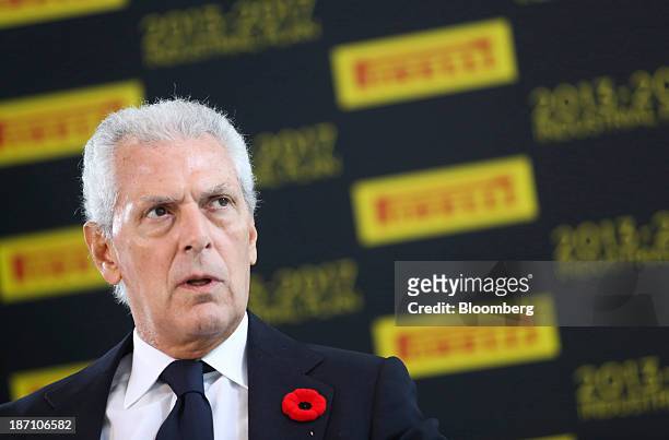Marco Tronchetti Provera, chairman of Pirelli SpA, speaks during a Bloomberg Television interview in London, U.K. On Wednesday, Nov. 6, 2013. Pirelli...