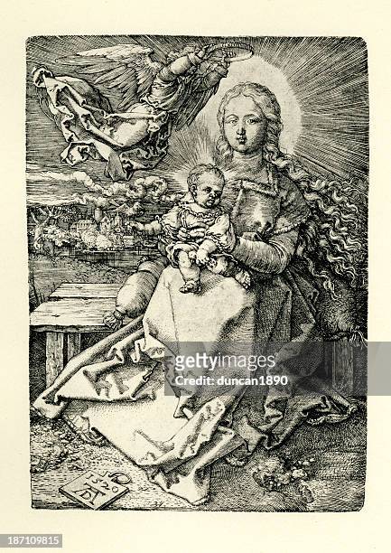 jungfrau maria und baby jesus - virgin mary stock-grafiken, -clipart, -cartoons und -symbole