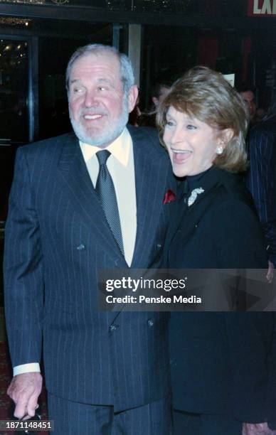 Alan King and Jeanette Sprung attend the local premiere of "Shakespeare in Love" at the Ziegfeld Theatre in New York City on December 3, 1998.