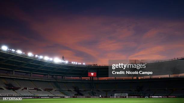 General view of stadio Olimpico Grande Torino is seen at sunset at the end of the Serie A football match between Torino FC and Udinese Calcio. The...